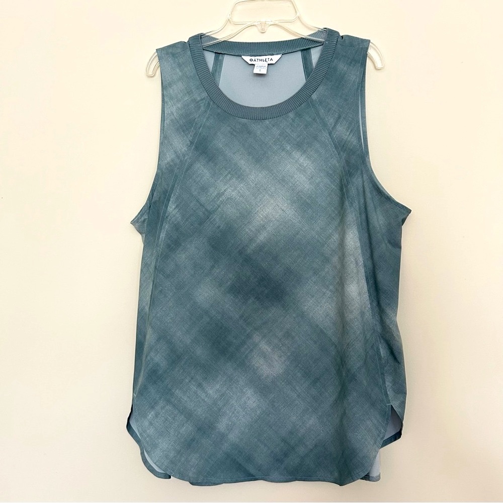 Athleta Women’s Blue-Green Sleeveless Top with Plaid Pattern - Picture 2 of 9